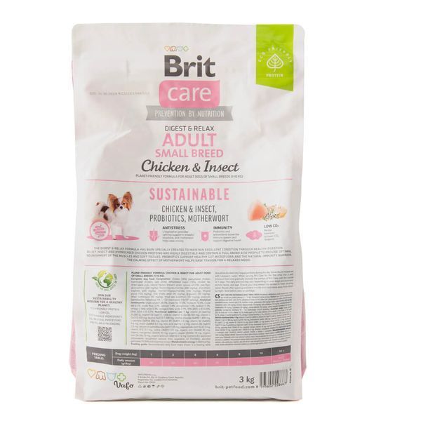 Корм сухий Brit Care Dog Sustainable Adult Small Breed (Курка з комахами, 1кг) Brit фото