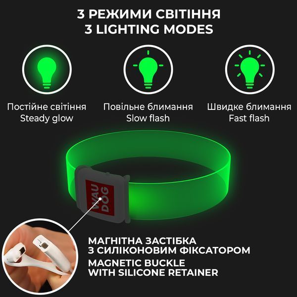 Нашийник для собак з підсвічуванням WAUDOG LED (25 мм, 45 см) Wau Dog фото