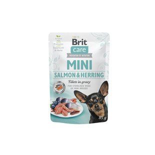 Вологий корм для собак Brit Care Mini Fillets In Gravy (лосось та оселедець, 85г) Brit фото