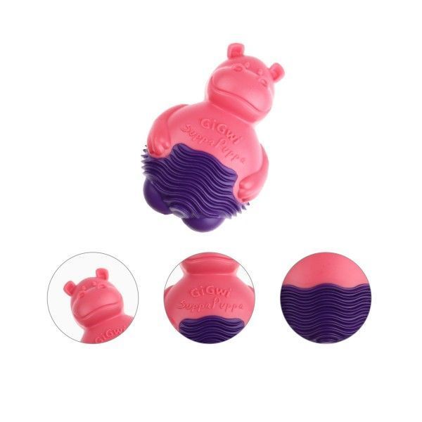 Іграшка для цуценят Бегемот GiGwi Suppa Puppa hippo, pink/purple  GiGwi фото