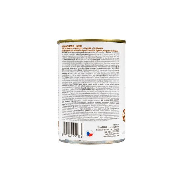 Вологий консервований корм для собак Brit Mono Protein Dog (кролик, 400g) Brit фото