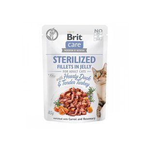 Вологий корм для котів Brit Care Sterilized Fillets in Jelly (качка та індичка, 85г) Brit фото