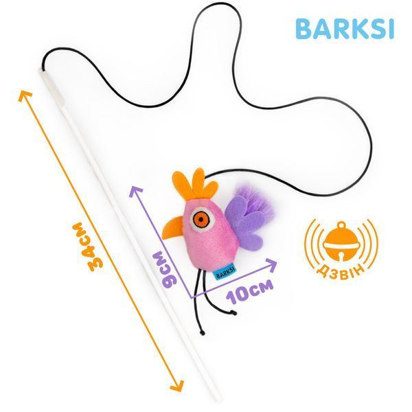Іграшка для котів ТМ Barksi Вудочка Папуга Barksi фото