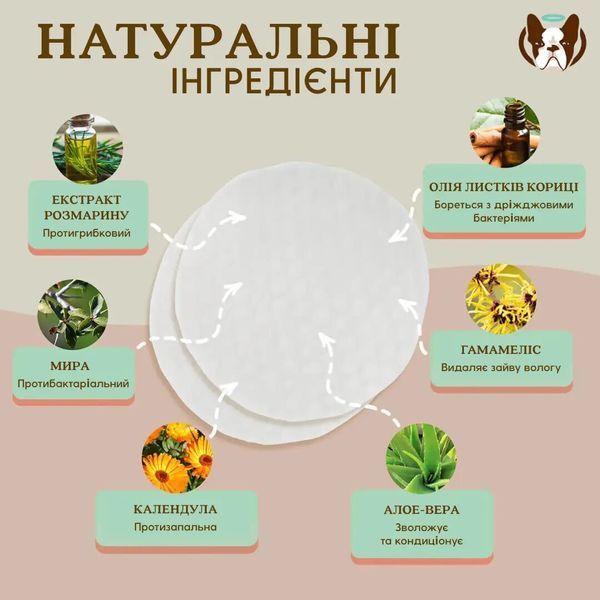 Серветки для гігієни вух Ear Wipes Natural Dog Company Natural Dog Company фото